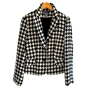 George Houndstooth Blazer in Black and White